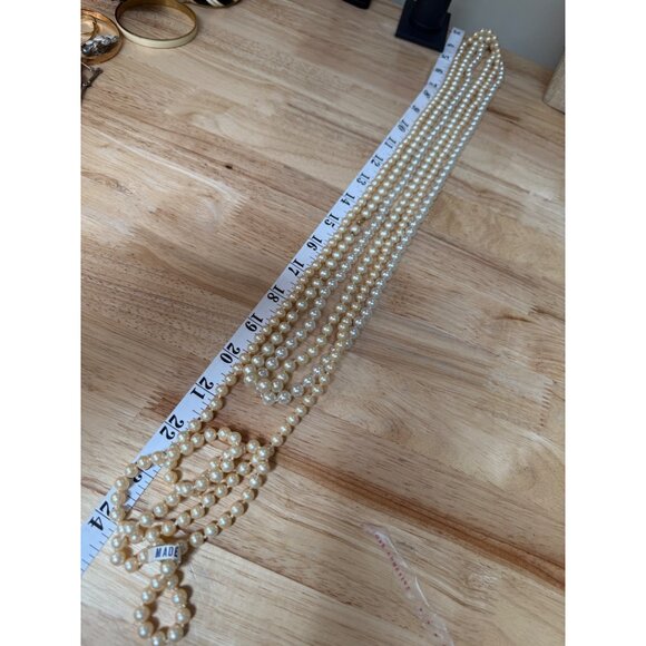 Three Glass Pearl Necklaces In Cream & Ivory Tones 26"-34" Long - Picture 5 of 9